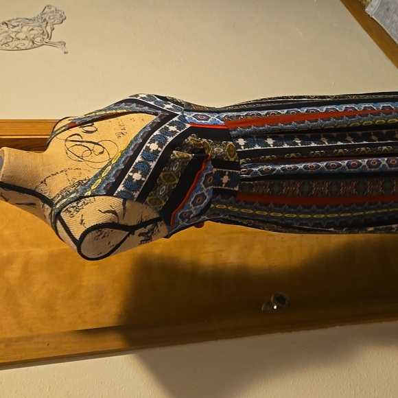 T Tahari Black Sleeveless Tile Stripe Maxi Dress Size M - Picture 6 of 13